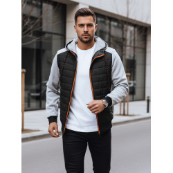 Pilkos spalvos vyriška striukė su gobtuvu Bastin