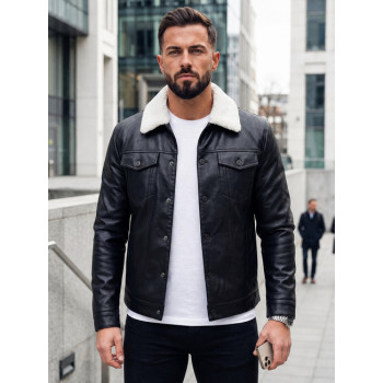 Men's black leather jacket Rocks