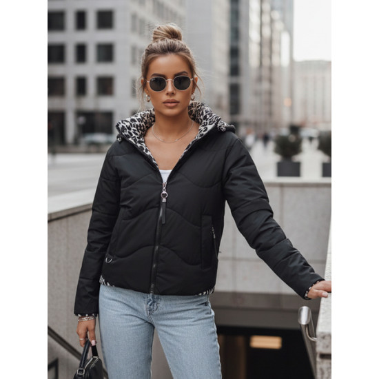 Moteriška dvipusė dygsniuota juoda striukė Leo Moteriškos striukės