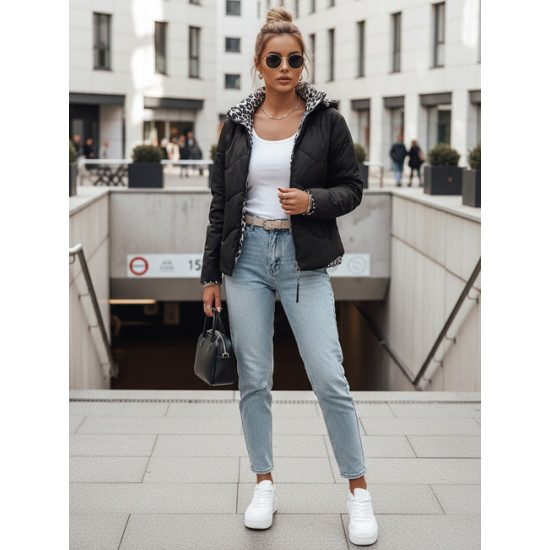 Moteriška dvipusė dygsniuota juoda striukė Leo Moteriškos striukės