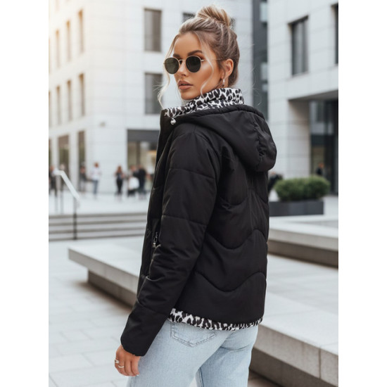 Moteriška dvipusė dygsniuota juoda striukė Leo Moteriškos striukės