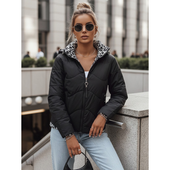 Moteriška dvipusė dygsniuota juoda striukė Leo Moteriškos striukės