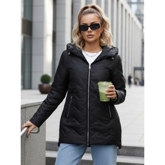 Moteriška dygsniuota juoda striukė Almi Moteriškos striukės