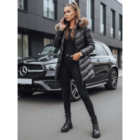 Moteriška žieminė juoda striukė Premium