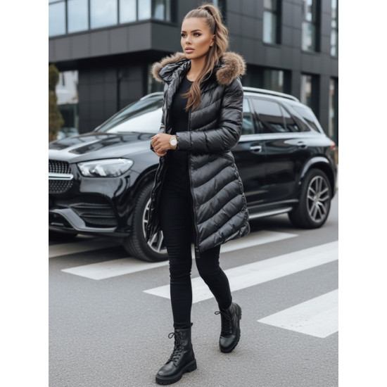 Moteriška žieminė juoda striukė Premium