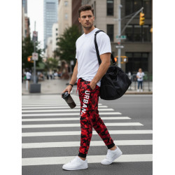 Vyriškos raudonos kamufliažinės laisvalaikio kelnės Urban