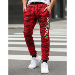 Vyriškos raudonos kamufliažinės laisvalaikio kelnės Axel
