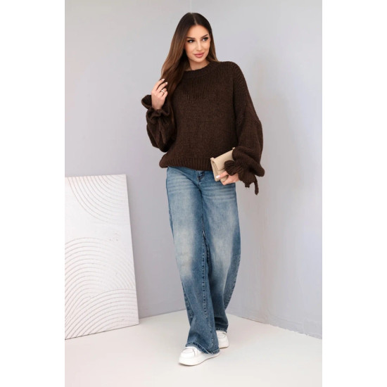 Moteriškas tamsiai rudas megztinis Fango