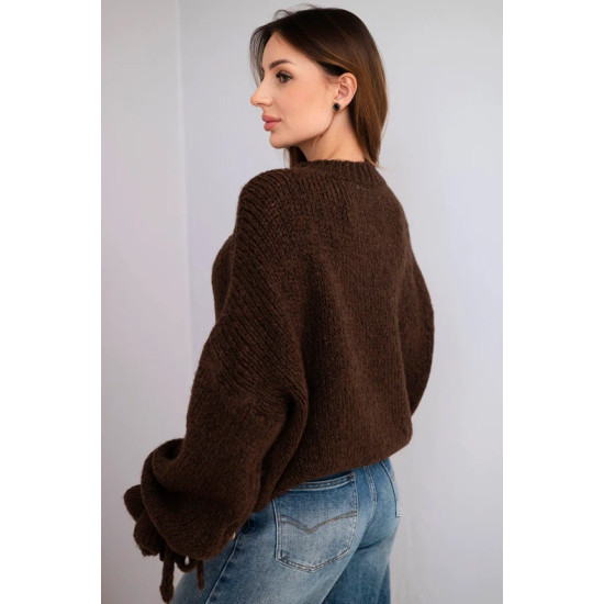 Moteriškas tamsiai rudas megztinis Fango