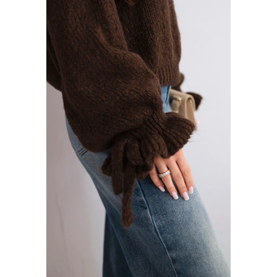 Moteriškas tamsiai rudas megztinis Fango