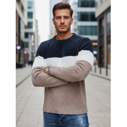 Vyriškas tamsiai mėlynas ir rusvas megztinis Epic