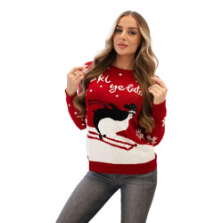 Moteriškas raudonas kalėdinis megztinis Ski