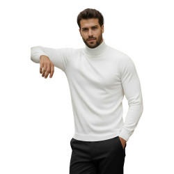 Vyriškas baltas megztinis aukštu kaklu Lenox