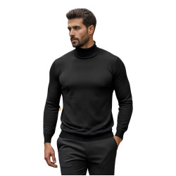 Vyriškas juodas megztinis aukštu kaklu Lenox