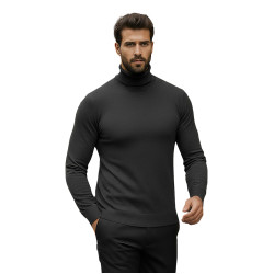 Vyriškas tamsiai pilkas megztinis aukštu kaklu Lenox