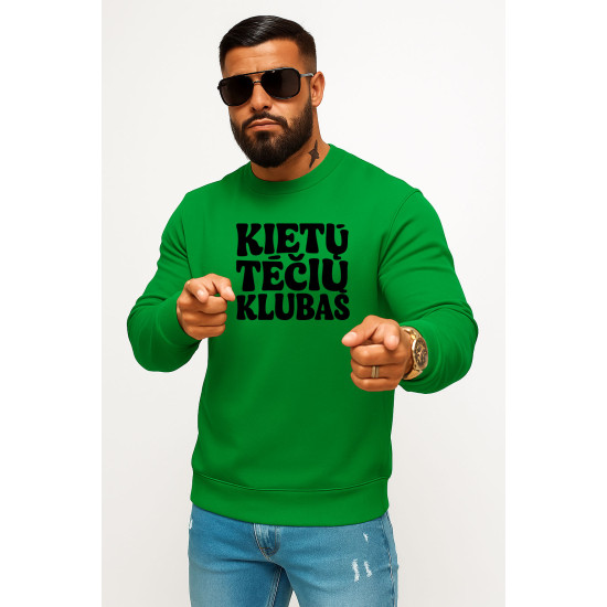 Vyriškas žalias džemperis be gobtuvo Kietų tėčių klubas (juodas)