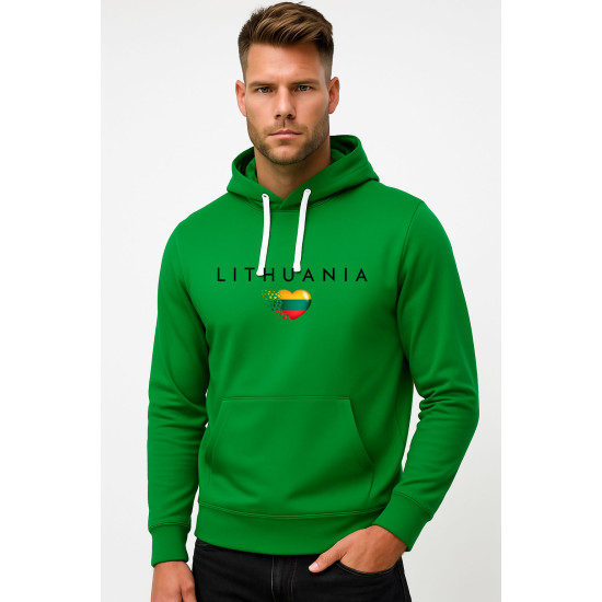 Męski zielony sweter z kapturem Litwa (czarny)