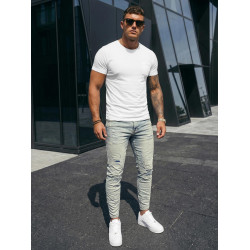 Vyriški šviesiai mėlyni džinsiai Rise