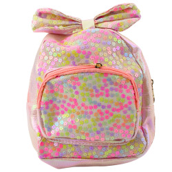 Lasten vaaleanpunainen reppu glitterillä 22 cm, 2,8 l