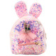 Kids light pink backpack with glitter and rabbit ears, 22 cm, 4.4 l