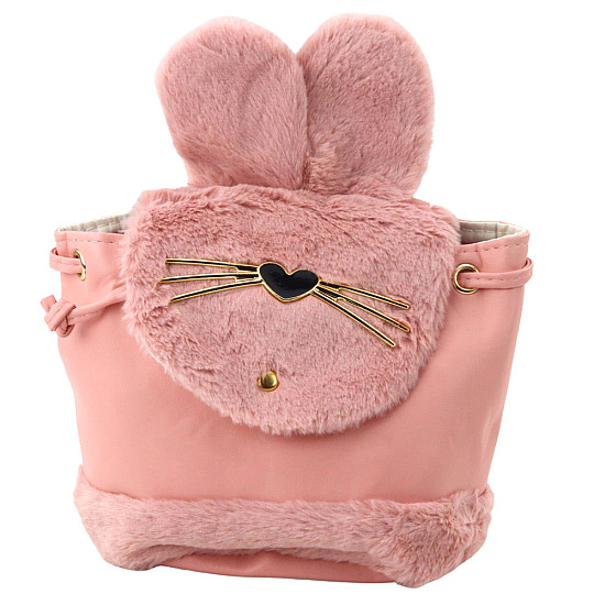 Vaikiška rožinė kuprinė su pliušinėmis ausimis, reguliuojamu diržu, 22 cm, 4 l Kuprinės