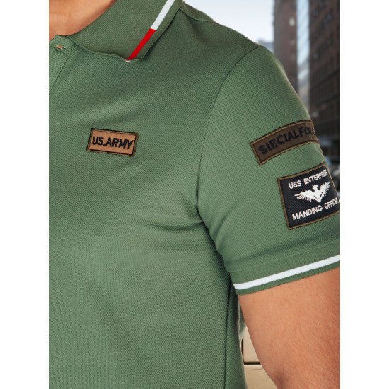 Vyriški polo marškinėliai su lopais žali US army PX0634