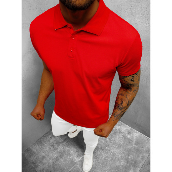 Vyriški raudoni polo marškinėliai Casual JS/8T80/18 - Marškinėliai Vyriški raudoni polo marškinėliai Casual JS/8T80/18