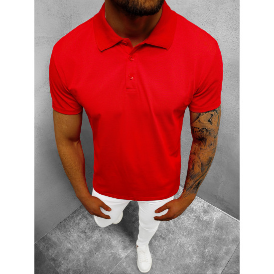 Vyriški raudoni polo marškinėliai Casual JS/8T80/18 - Marškinėliai Vyriški raudoni polo marškinėliai Casual JS/8T80/18
