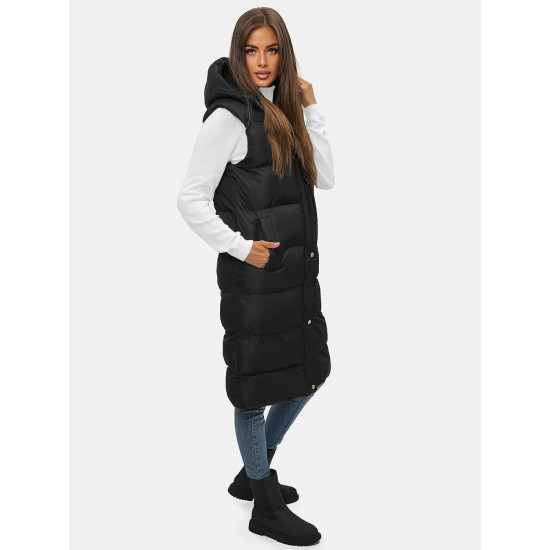 Juoda moteriška liemenė su gobtuvu Vivol JS/M728/39 - Akcija Juoda moteriška liemenė su gobtuvu Vivol JS/M728/39