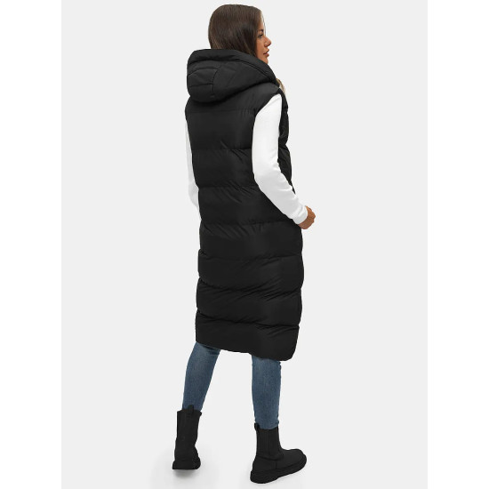 Juoda moteriška liemenė su gobtuvu Vivol JS/M728/39 - Akcija Juoda moteriška liemenė su gobtuvu Vivol JS/M728/39