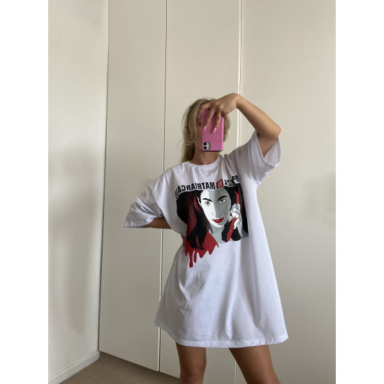Women's oversized white T-shirt Nairobi PK4442 Premium