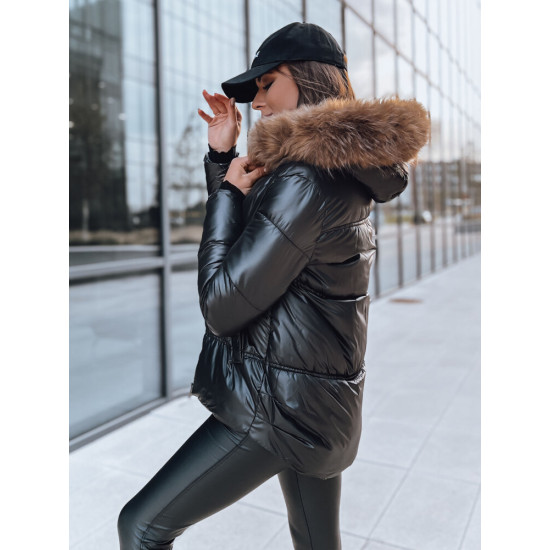 Juoda moteriška striukė Sparkle TY3953 - Akcija Juoda moteriška striukė Sparkle TY3953
