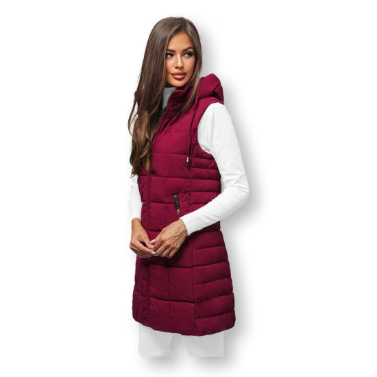 Moteriška bordo spalvos dygsniuota liemenė Dona JS/16M9096/06Z - Akcija Moteriška bordo spalvos dygsniuota liemenė Dona JS/16M9096/06Z