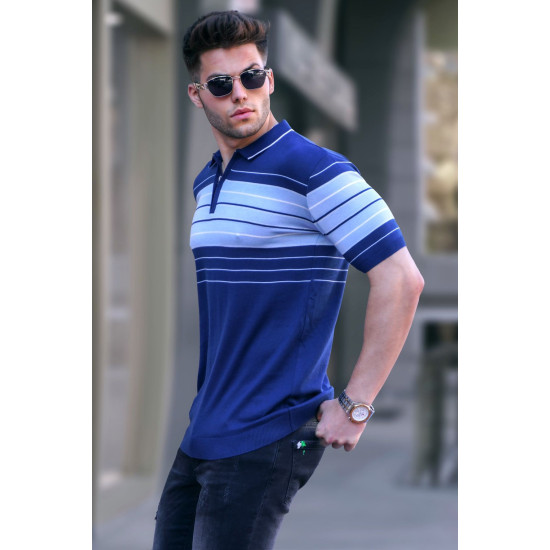 Vyriški polo marškinėliai mėlynos spalvos Zuna PK5733 - Marškinėliai Vyriški polo marškinėliai mėlynos spalvos Zuna PK5733 Premium