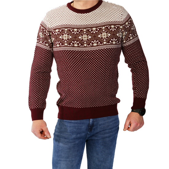 Vyriškas bordo megztinis Snow h2532 - Vyrams Vyriškas bordo megztinis Snow h2532 Premium