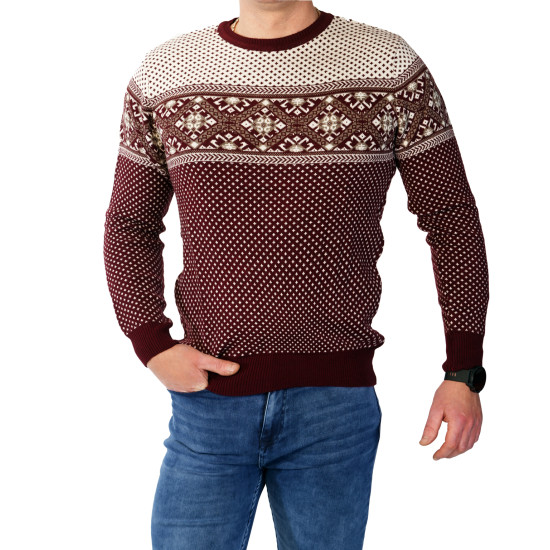 Vyriškas bordo megztinis Snow h2532 - Vyrams Vyriškas bordo megztinis Snow h2532 Premium