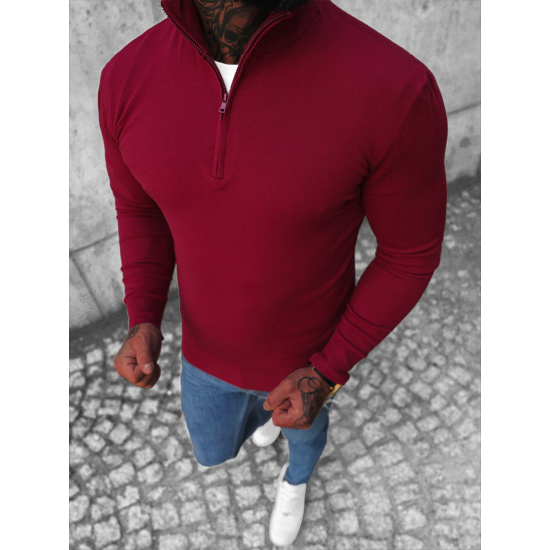 Bordo megztinis su užtrauktuku iki pusės Makar NB/MM6007/7 - Dla mężczyzn Bordo megztinis su užtrauktuku iki pusės Makar NB/MM6007/7
