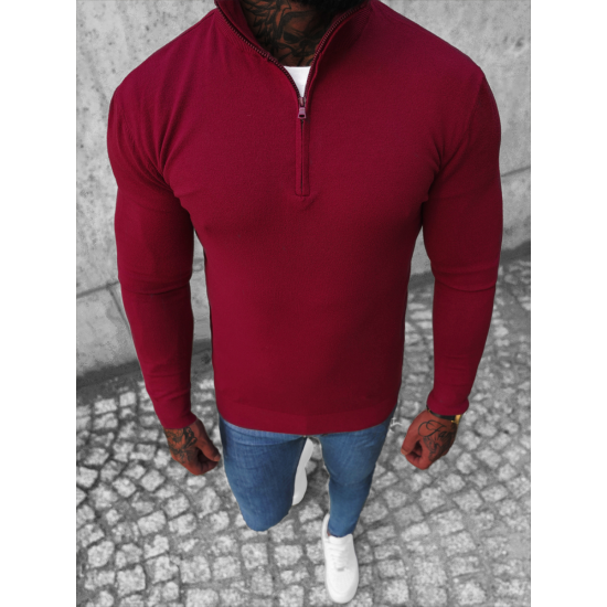 Bordo megztinis su užtrauktuku iki pusės Makar NB/MM6007/7 - Dla mężczyzn Bordo megztinis su užtrauktuku iki pusės Makar NB/MM6007/7