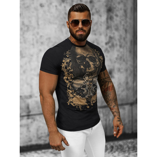 Akcija Juodos spalvos vyriški marškinėliai Skull NB/MT3020 - Akcija Akcija Juodos spalvos vyriški marškinėliai Skull NB/MT3020