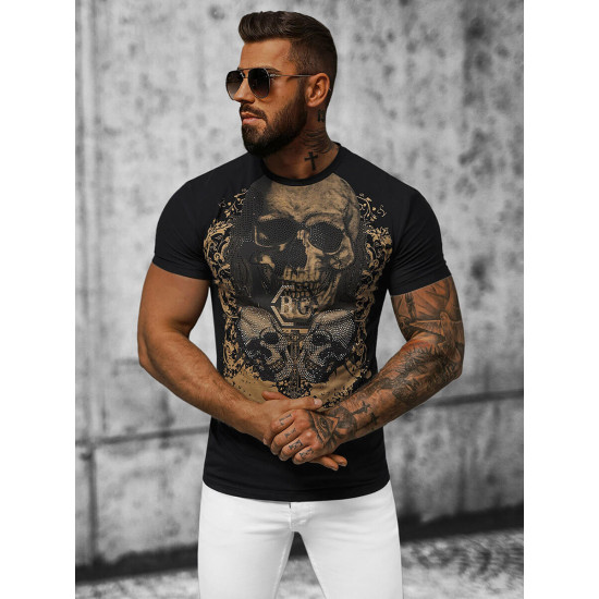 Akcija Juodos spalvos vyriški marškinėliai Skull NB/MT3020 - Akcija Akcija Juodos spalvos vyriški marškinėliai Skull NB/MT3020