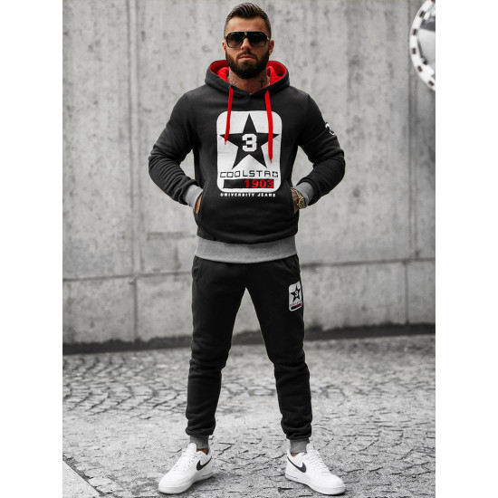 Juodas vyriškas sportinis komplektas Star JS/8C59/3 - Vyrams Juodas vyriškas sportinis komplektas Star JS/8C59/3