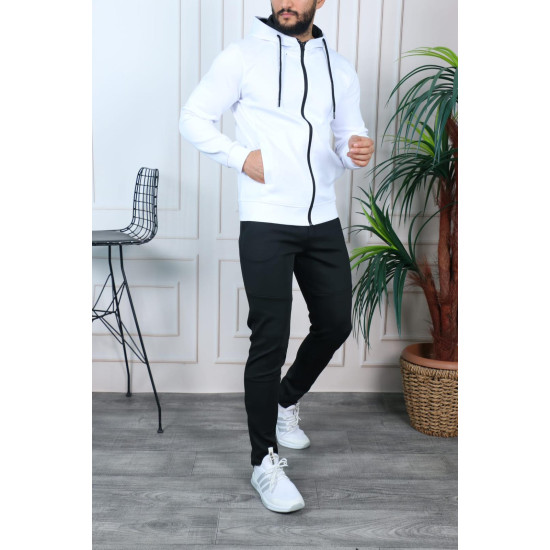 Vyriškas sportinis komplektas baltas Retro PK3009 - Vyrams Vyriškas sportinis komplektas baltas Retro PK3009 Premium