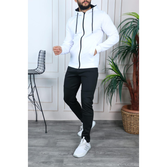 Vyriškas sportinis komplektas baltas Retro PK3009 - Vyrams Vyriškas sportinis komplektas baltas Retro PK3009 Premium