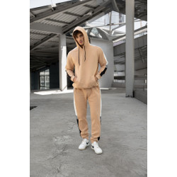 Smėlio spalvos vyriškas komplektas su balta juostele Core