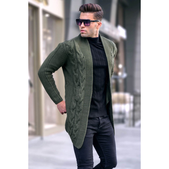 Chaki spalvos vyriškas megztinis Roget PK5996 - Vyrams Chaki spalvos vyriškas megztinis Roget PK5996 Premium