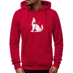 Bordo spalvos vyriškas džemperis su gobtuvu Vilkas