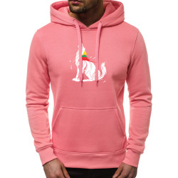 Tamsiai rožinis vyriškas džemperis su gobtuvu Vilkas