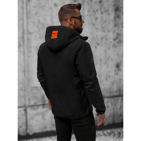 Juoda vyriška striukė su oranžinėmis detalėmis Ero Vyriškos Striukės ir Paltai