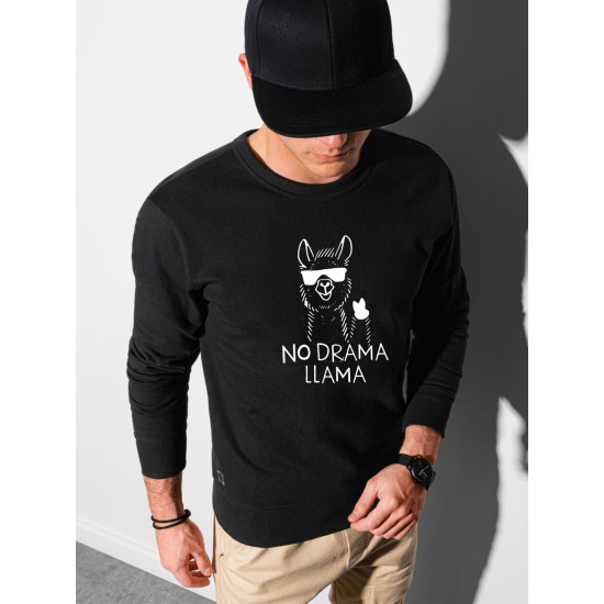 Juodos spalvos džemperis No drama Llama B1153 - Juodos spalvos džemperis No drama Llama B1153 Premium