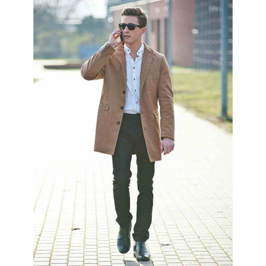 Elegantiškas rudas vyriškas paltas Sugal JB/1047Z